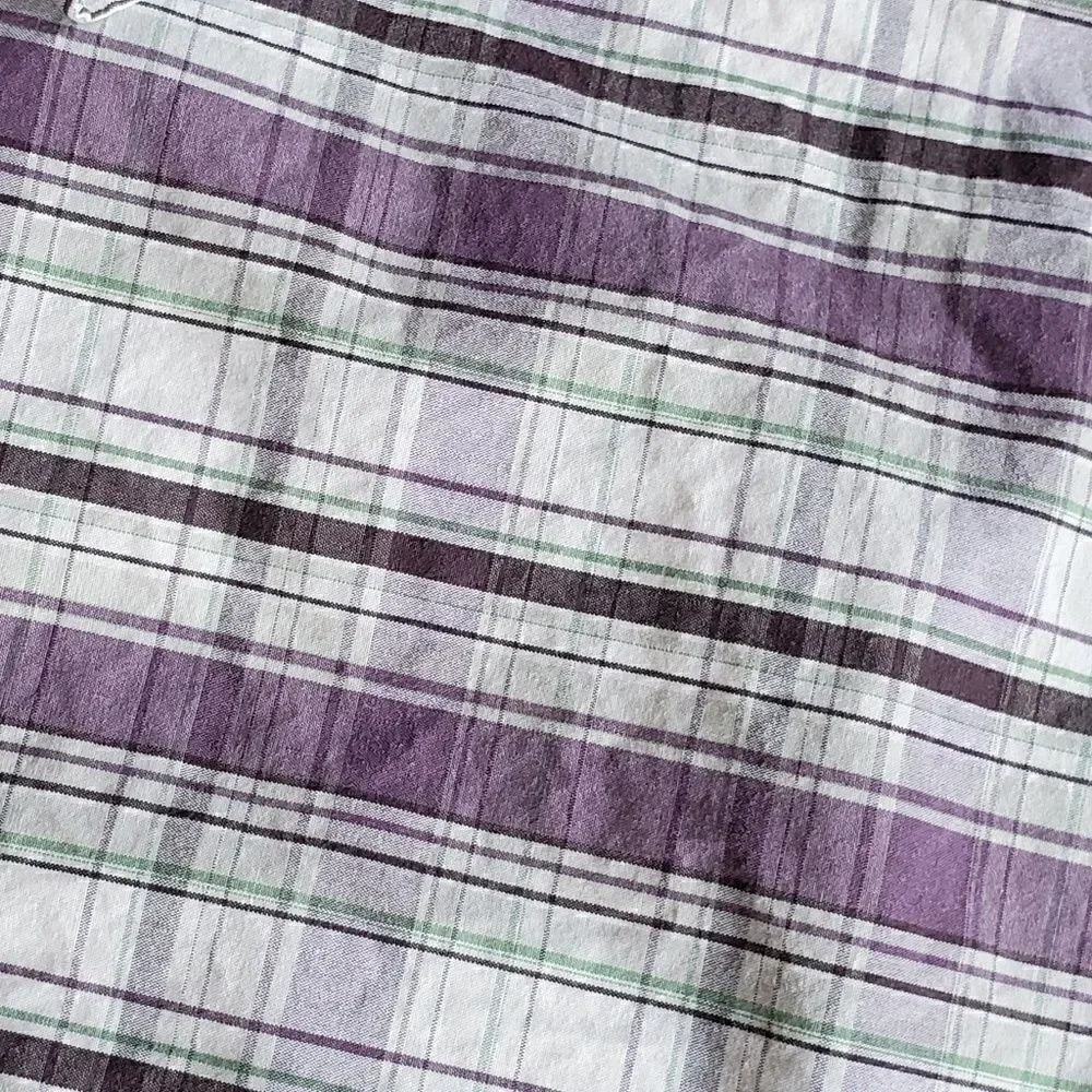 BANANA REPUBLIC Purple Plaid Button Down S…